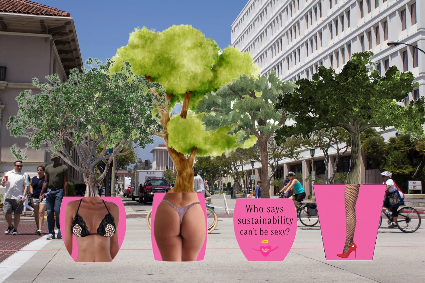 Hoes for Sustainability out-of-home concept with planted trees
