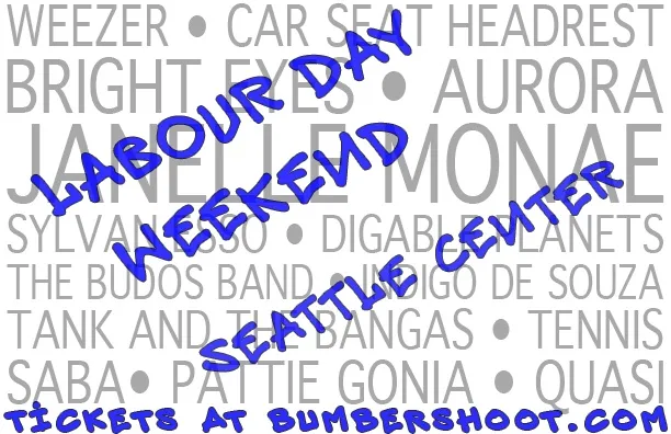 Bumbershoot promotional postcard, back